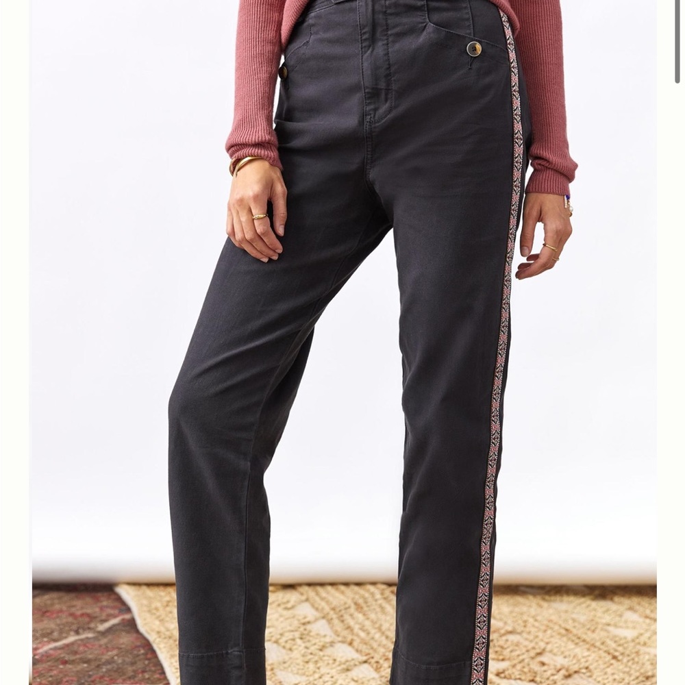 Anthropologie Tapered Side Stripe Pants Size 8